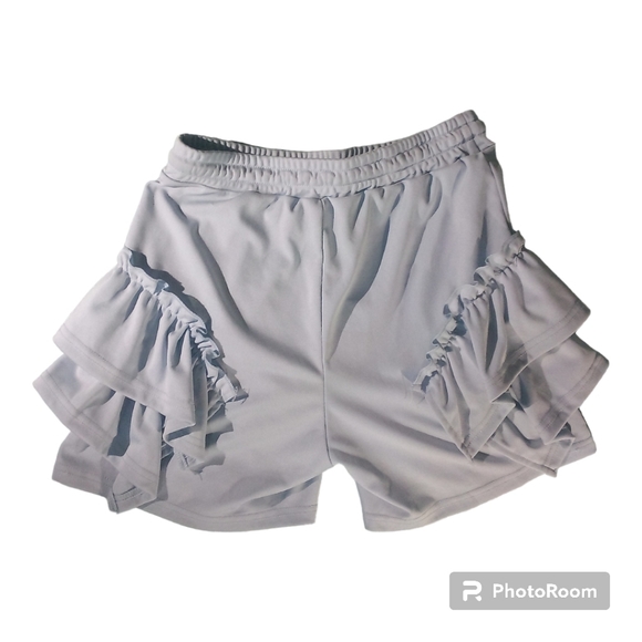 Light Blue Ruffled Shorts - Picture 2 of 2